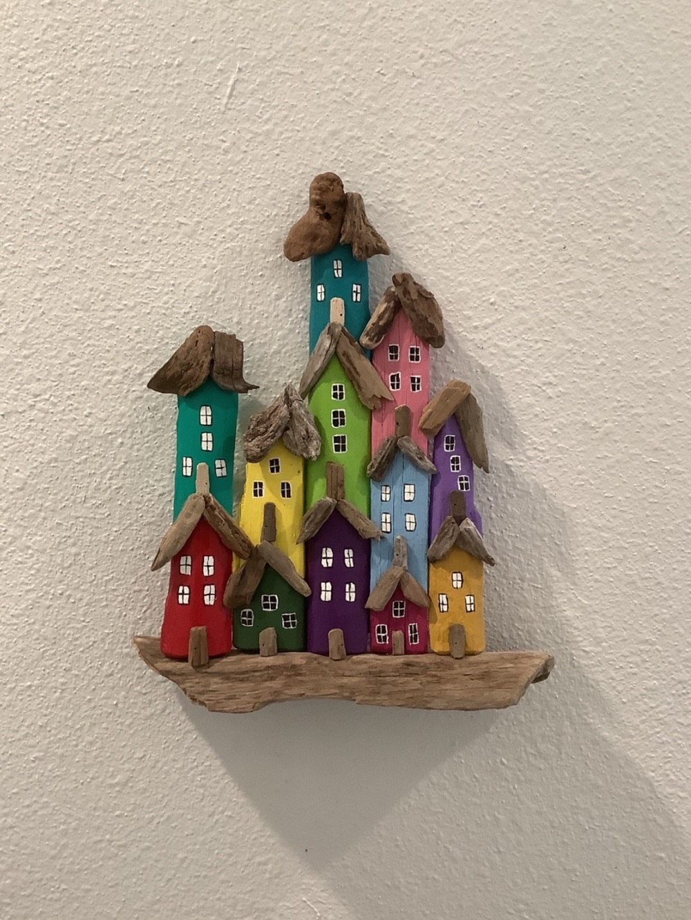 Driftwood Art, Driftwood Painted Houses ,  Driftwood Coastal Art